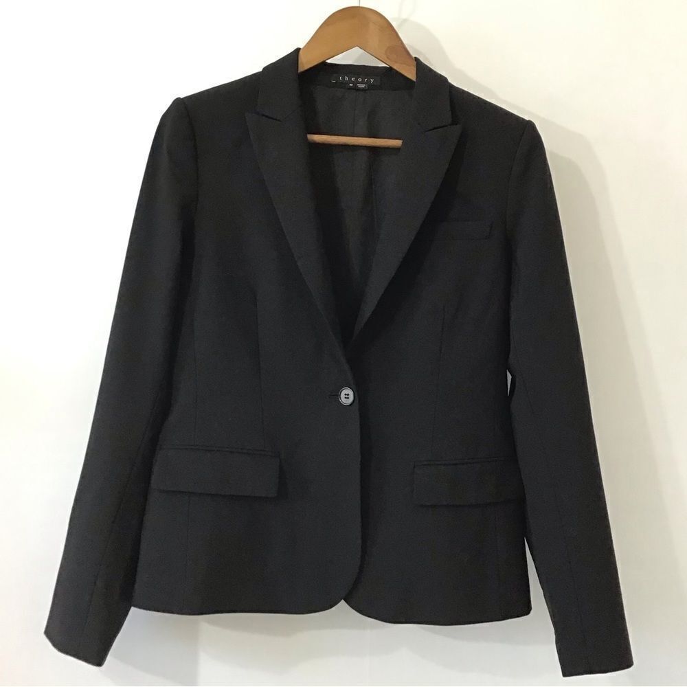 Theory Black Riding Single Button Stretch Blazer … - image 5